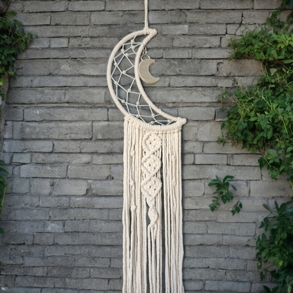 ๐๏ธ Macrame Moon Wall Hanging Dream Catcher Boho Decor - Picture 5 of 8